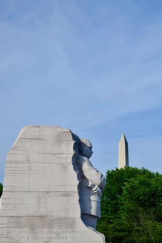 Martin Luther King Memorial with blue sky background